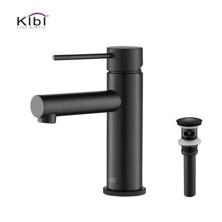 KIBI Circular X Single Handle Bathroom Vanity Sink Faucet with Pop Up Drain C-KBF1010MB-KPW100MB